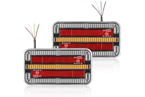 SPARKMOTO 2 x Rectangular LED Trailer Tail Lights 12V 24V Universal, Submersible Led Boat Trailer Lights With 4 Functions,Led Rear Lights For Trailer