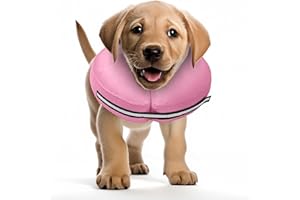 SMIM Inflatable Dog Collar with Quick Release and Reflective,This Protective Dog Cone for After Surgery Protects from Stitches, Bites, Licks and Wounds, Soft Pet Recovery Collar for Dogs, Cat (Pink, S)