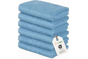 nice homeit Lot de 6 Serviettes pour Le Visage et Les Mains 40 x 60 cm – Serviettes de Bain en 100% Coton, Fil à Anneau – Extra Doux et Absorbant. Fabriqué en Italie – Bleu