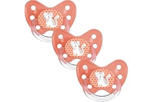 dentistar Silikon Schnuller 3er-Set - Größe 3, ab 14 Monate - Zahn- & kieferfreundlicher Nuckel mit Dental-Stufe – BPA-frei – Made in Germany - Katze, Orange