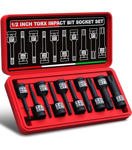 US PRO Industrial 10pc Stubby Impact Torx Bit Socket Set – 1/4 & 3/8 Drive, T10-T50