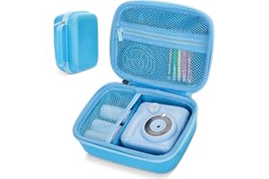 Hikkon Etui pour Appareil Photo Adapté pour CAMCLID/HiMont/ASTGMI/Dylanto/GREENKINDER/Gofunly Appareil Photo Instantané Enfant, Étui Résistant aux Chocs avec Dragonne - étui Uniquement(Bleu)