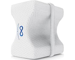 Everlasting Comfort Memory Foam Knee Pillow for Sleeping - Wedge Pillow for Side Sleepers - Includes Adjustable Strap (White)