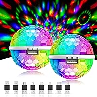 Mini Discokugel,Gvoo USB Party Licht Disco Party Licht Sound Aktiviert 3W RGB Disco Ball mit 4 Adaptern für Handys,Autos…