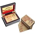 VIROSA 50 Pound Playing Cards | 24k Carat Gold Plated Poker Cards | Includes Deluxe Wooden Gift Box, Ideal for Family, Magic Party Game