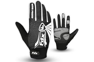 FDX Full Finger Winter Cycling Gloves, Breathable, Water Resistant, Windproof, Anti- Shocking Gel Padded Palms, Touchscreen, Anti-Slip Thermal Warm Men Women MTB, Racing, Riding, Running, Hiking