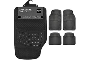 Nyxi 4 Piece Rubber Car Mat (Front + Rear) Universal Non-Slip Deep Dish Heavy Duty for Cars SUV Truck and VAN, Water Proof, All Weather