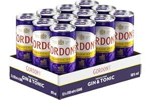 ‎GORDON'S Gordon's London Dry Gin & Tonic, Erfrischendes Wacholder-Mixgetränk mit 10 Prozent Alkohol, 12 Dosen x 250 ml (EINWEG Verpackung), Trinkfertiges Getränk für unterwegs & gesellige Anlässe