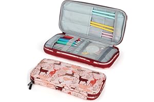 ‎KATECH Katech Häkelnadel-Set Tasche, Nähset Tasche für Häkelnadeln und Stricknadeln, Häkelzubehör für Zuhause und Reisen (Braun)