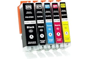 Supply Guy 5 XL kartridże kompatybilne z Canon PGI-570 CLI-571 MG5700 MG5750 MG5751 MG5752 MG5753 MG6800 MG6850 MG6851 MG6852 MG6853 TS5000 TS5050 TS5051 TS5053 TS5055 TS6050 TS6051 TS6052