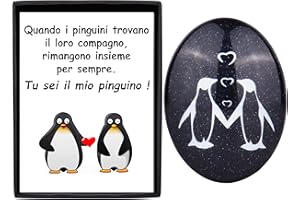 Merclix Pinguino Pietra - Regalo di Coppia per Fidanzato/Fidanzata, Anniversario Matrimonio, Moglie, Marito - San Valentino, Natale, Compleanno