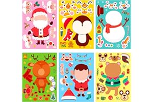 SEGXN 18 Christmas Cartoon Puzzle Stickers, Party Game for Children's Educational DIY, Creative Handmade Santa Claus Themed Activity