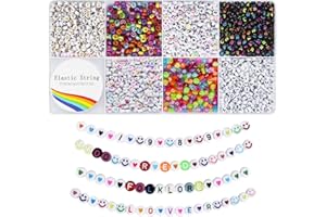 Dazhqp 1600pcs Coloured Letter Beads A-Z 7mm Round Spacer Alphabet Number Beads for Friendship Bracelet Making Kits DIY Jewelry Necklace Key Chains Crafts Gifts for Girls