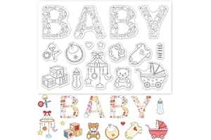 GLOBLELAND Bébé Tampon Transparent, Bébé Tampon en Silicone Joint de Motif de personne Timbre en Silicone Feuilles de Timbres pour la Carte et Scrapbooking Décor