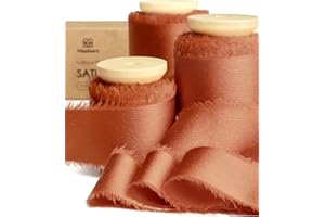 Vitalizart Silk Satin Ribbon 1 inch x 15 Yard Terracotta Burnt Orange Handmade Fabric Ribbons for Gift Wrapping Baby Shower Wedding Bridal Bouquets Holiday Decoration