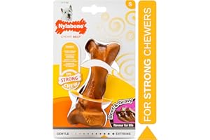 Nylabone Jouet à mâcher robuste, os en caoutchouc, arôme sauce et bœuf, pour les petits chiens (jusqu’à 11 kg), mâchouilleurs modérés/puissants
