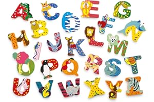 JINTORA - Lettera di Legno - A - per Bambini e Neonati - Motivo di Animali per Asilo Nido, Scuola, Asilo Nido, per Gioco, Fai da Te e collezionismo