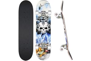 HIKOLE WeSkate Complete Skateboard 31"x8", 7 Layer Canadian Maple Double Kick Concave Standard Skate Boards Kids Beginners Trick Skateboard for Girls Boys Teens Youth Adult