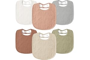 Susurration Baberos Bebe de Muselina Para Paquete de 6,Suaves Ajustables Cuadrados Baberos Apto Para bebés Unisex