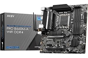 MSI PRO B660M-A WIFI DDR4 Carte Mère, Micro-ATX - Pour Processeurs Intel Core 12è Gén, LGA 1700 - Memory Boost DDR4 4800+MHz/OC, Slot PCIe 4.0 x16, 2 x Slots M.2 Gen4, LAN 2.5G, Wi-Fi 6