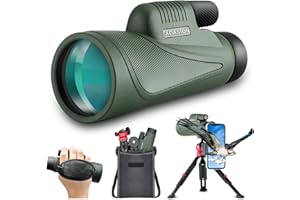 ADASION Telescopio monoculare HD 12x56 con adattatore per smartphone, potente telescopio monoculare per osservazione delle stelle, birdwatching, escursionismo, concerti (verde)