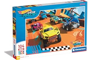 Clementoni- Hot Wheels Supercolor Wheels-104 Maxi Pezzi Bambini 4 Anni, Puzzle Cartoni Animati, Made in Italy, Multicolore, 25762