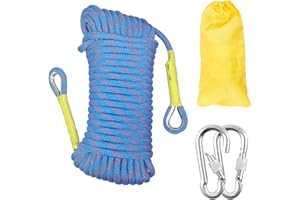 Gangying Corde d'escalade Statique 14 mm Cordon Accessoire Équipement 10m Corde d'évacuation avec 2 Mousquetons pour Équipement d'escalade sur Glace Sauvetage Incendie