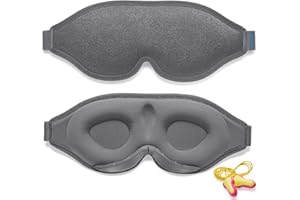 TRILANCER 2023 Innovative Sleeping Mask for Men and Women 100% Light Blocking Ergonomic Adjustable Eye Mask with Earplugs for Sleep, Nap, Meditation, Travel, Comfortable Night's Sleep (Grey)