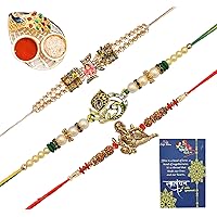 Combo Of 3 Rakhi For Rakshabandhan Gift Pack Rakhi For Best Swastik Rakhi ,Ganesha Rakhi With Premium Peacock Rakhi…