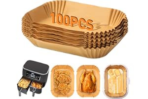 ANKWAY Papier Cuisson Air Fryer 100 pcs, Papier Sulfurisé Air Fryer Accessoires pour Double Stack XL SL400EU, AF400EU, AF300EU, 22x14cm Rectangulair Paper Liners Friteuse Sans Huile Accessoires