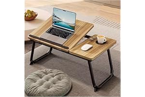 SMALLRUN Bandeja para Cama, Mesa Plegable de Desayuno Mesa Ordenador Portátil Multifunción Mesa de Ordenador portátil para Cama y sofá (AB, Marron)