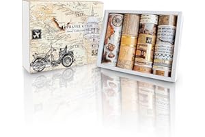 Zelzen 20 Rouleaux de Washi Tape, Literary Stamping Decorative Vintage Tape, Scrapbooking Supplies, Decorative Adhesive for Party Decoratio-Une Brève Histoire des Temps Anciens