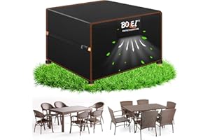 BOLEi Pokrowiec na meble ogrodowe, odporny na warunki zimowe, plandeka okryciowa z otworami wentylacyjnymi, tkanina Oxford 420D, wodoszczelna, odporna na deszcz, wiatroszczelna, pokrowiec ochronny na