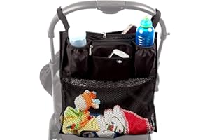 BTR Slimline Pram Buggy Organiser Storage with Shopping Net. Universal Fit & Water Resistant Plus 2 Free x Buggy Clips.