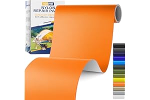 Sgooyir Imperméable Nylon Patch de Réparation Couleur orange, Tissu Autocollant Reparation, Patchs de Réparation en Nylon pour Tente, Doudoune, Sac de Couchagev 15x160cm