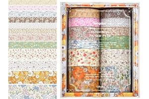 VINEST 12 rolek Washi Tape, taśma Washi w stylu vintage, zestaw Washi Tape dla dzieci i dorosłych, wielokolorowe taśmy klejące, taśma maskująca do scrapbookingu, akcesoria do Bullet Journal, do