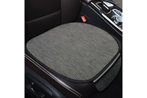DEARBAG Elegante Auto Sitzauflagen, Atmungsaktives Sitzkissen Auto Vordersitze aus Leinen, Autositzkissen mit Rutschfeste Silikonunterlage, Autositzauflage Vordersitze für Meisten Fahrzeuge (Grau, 50x50cm)