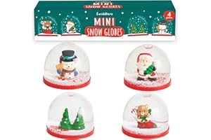 ‎THE TWIDDLERS THE TWIDDLERS - 4 Mini-Weihnachts-Schneekugel, Strumpffüller, Party-Geschenk-Taschen Ornamente & Dekorationen Schneekugel Set für Kinder & Erwachsene - 6cm (Schneemann, Weihnachtsmann, Bäume & Teddy)