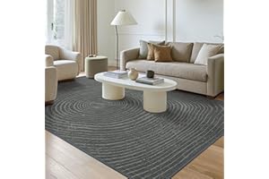GENIMO Alfombra lavable, diseño de anillos de árbol, pelo corto, moderno, antideslizante, para salón, dormitorio, comedor, estilo escandinavo, color marrón madera, 120 x 170 cm