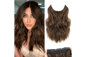 BUPPLER Haarverlängerung 30,5 cm Invisible Secret Hair Extensions Verstellbare Lange Gewellte Haarextension Synthetisches Upgrade 4 Sichere Clips in Haarteilen,Mittleres Braun