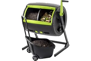 WORMBOX Moutta | Compostador Rotativo de Doble Celda de Gran Capacidad 245 litros + Carro recolector de Compost ● Simplifica y acelera el compostaje ● Antiroedores