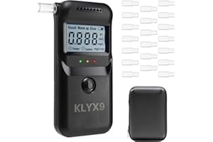 KLYX9 Alcoholimetro Profesional Homologado DGT, con Funda Regalo, Pantalla LCD, 20 Boquillas Esterilizadas. Alcoholimetro de Alta Precisión, Test de Alcoholemia, Prueba de Alcohol, Etilometro.