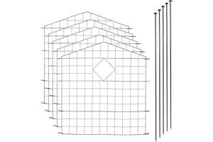 ESTEXO Teichzaun Gartenzaun 11tlg Set Zaun Teich 5 Zaunelemente Gitterzaun Anthrazit Gitter Steckzaun Elemente Welpenauslauf Oberbogen spitz mit Raute
