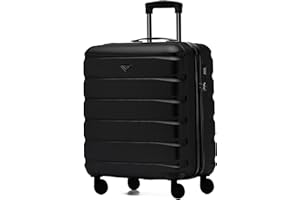 Flight Knight Bagage Cabine Leger a 4 Roues en ABS Approuve par Plus De 30 Compagnies Aeriennes, Dont Air France et easyJet Grand Sac De Cabine - 56x45x25cm (TSA) Noir/Noir