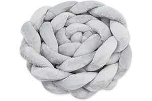 Totsy Baby Almohada Decorativa 150 cm- Almohada de Peluche Trenzada esponjosa Gris