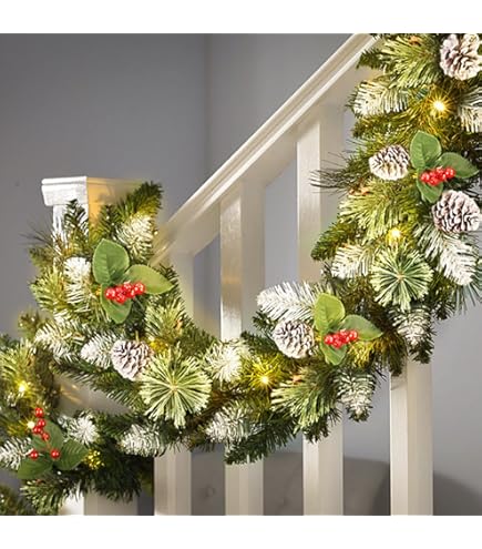 Liyade Weihnachtsgirlande Mit LED - 1,95m Künstliche Tannengirlande Mit 40 Lichtern