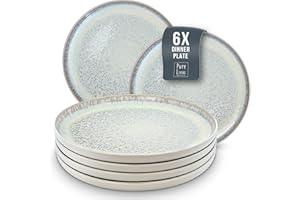 PURE LIVING INTERIOR DESIGN Ibiza Stoneware Dinnerware Set for 6 - Elegant Dishware - Dishwasher & Microwave Safe - Complete Dining Ensemble - Plates for Dining Service - Pure Living in Light Beige