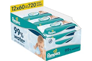 Pampers 99% Water Chusteczki Nawilżane Dla Dzieci, 12x60 = 720 szt. | Lekki Balsam Składający Się W 99% Z Wody