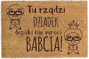 Happenings Wycieraczka z włókna kokosowego – Zabawna wycieraczka z napisem „Tu rządzi dziadek, dopóki nie wróci babcia!“ – Jako prezent na dzień babci dziadka – (40x60 cm)