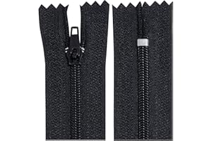 AERZETIX - C63136 - Lot de 10 Fermetures éclair à glissière spirale N°3 non séparable 18 cm en nylon - curseur autobloquant en métal - couleur noir - vêtement couture pantalon mercerie